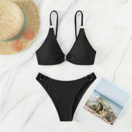 Damen Triangel-Bikini mit Ringverzierungen R&B