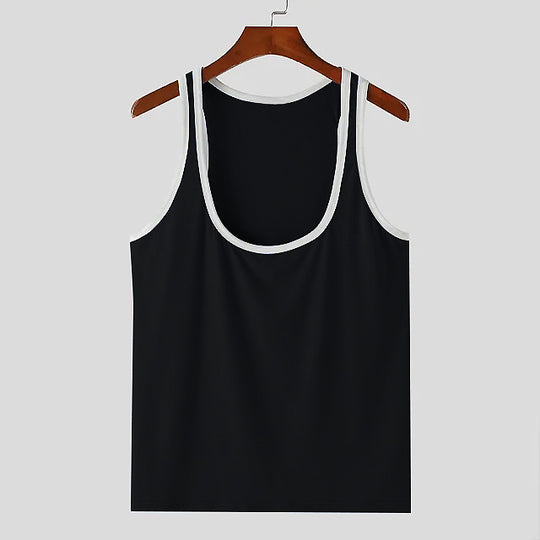 Herren Atmungsaktives Fitness-Tanktop mit breiten Trägern und flachem Saum R&B