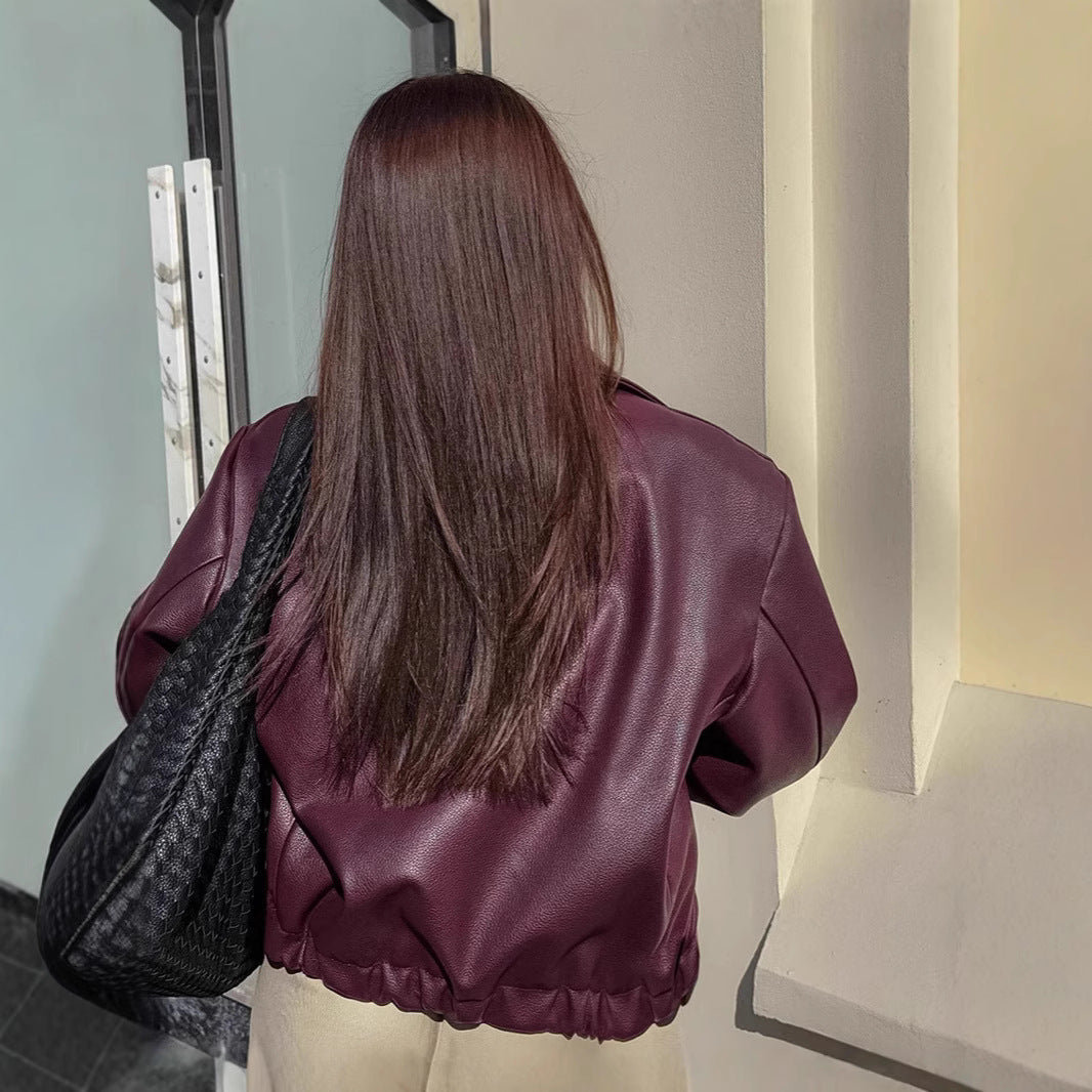 Damen moderne cropped jacke mit übergroßem Kragen R&B