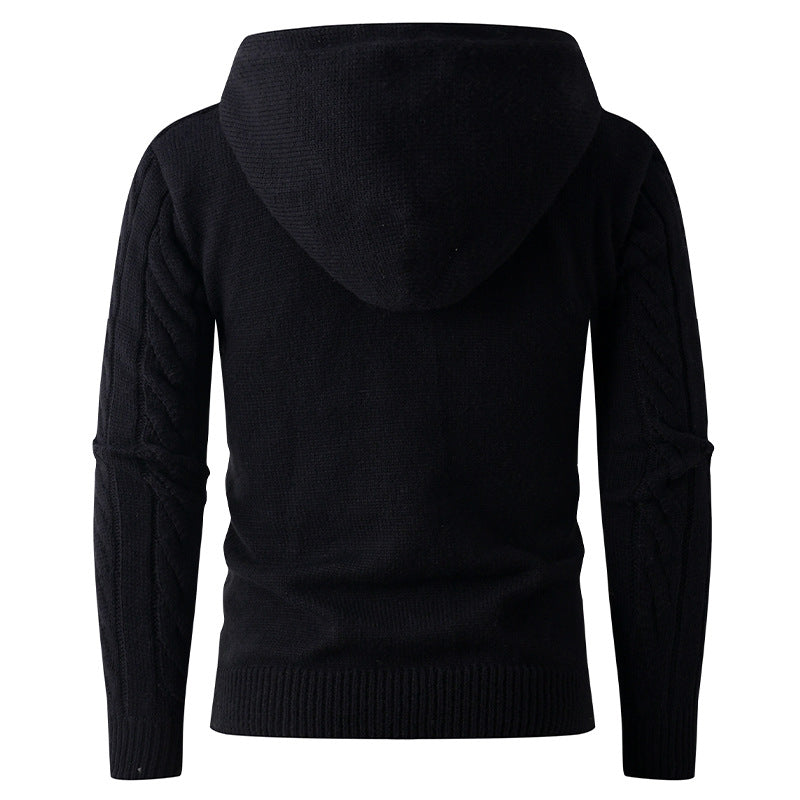 Herren Strickjacke mit Kapuze und modernem Zopfmuster R&B