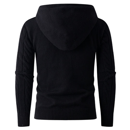 Herren Strickjacke mit Kapuze und modernem Zopfmuster R&B