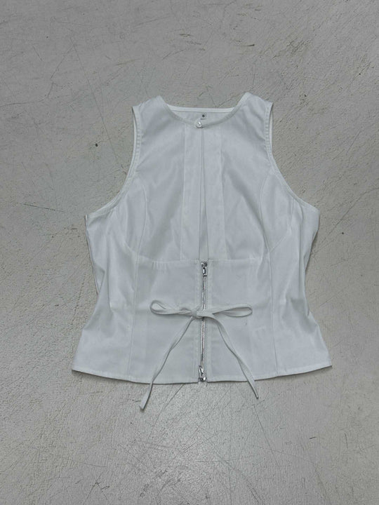 Damen Crop-Top mit modischem Reißverschluss und eleganten Schnürdetails R&B
