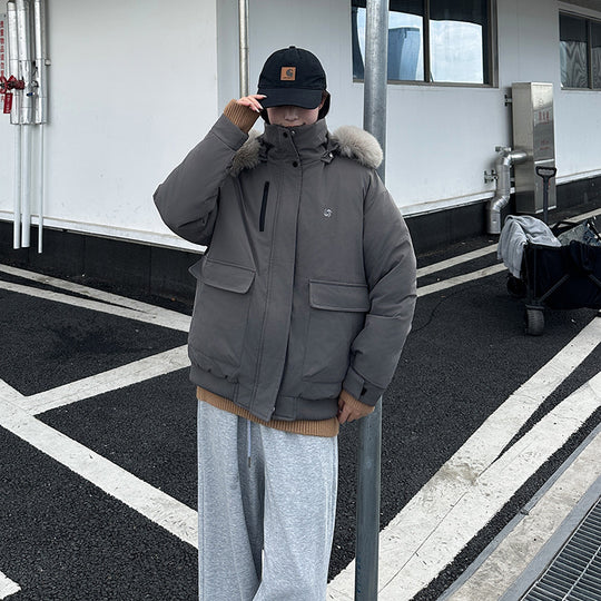 Damen isolierte Pufferjacke mit abnehmbarem Kunstfellkragen und großen Eingrifftaschen R&B