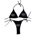 Damen Bikini-Set mit glitzerndem Druck und verstellbaren Trägern R&B