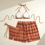 Damen Triangel-Bikini mit Rüschendetails und lässigen Shorts R&B