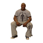 Herren nan Vintage Trainingsshirt mit Rundhalsausschnitt Kontrastbündchen und Retro-Bodybuilding-Druck R&B
