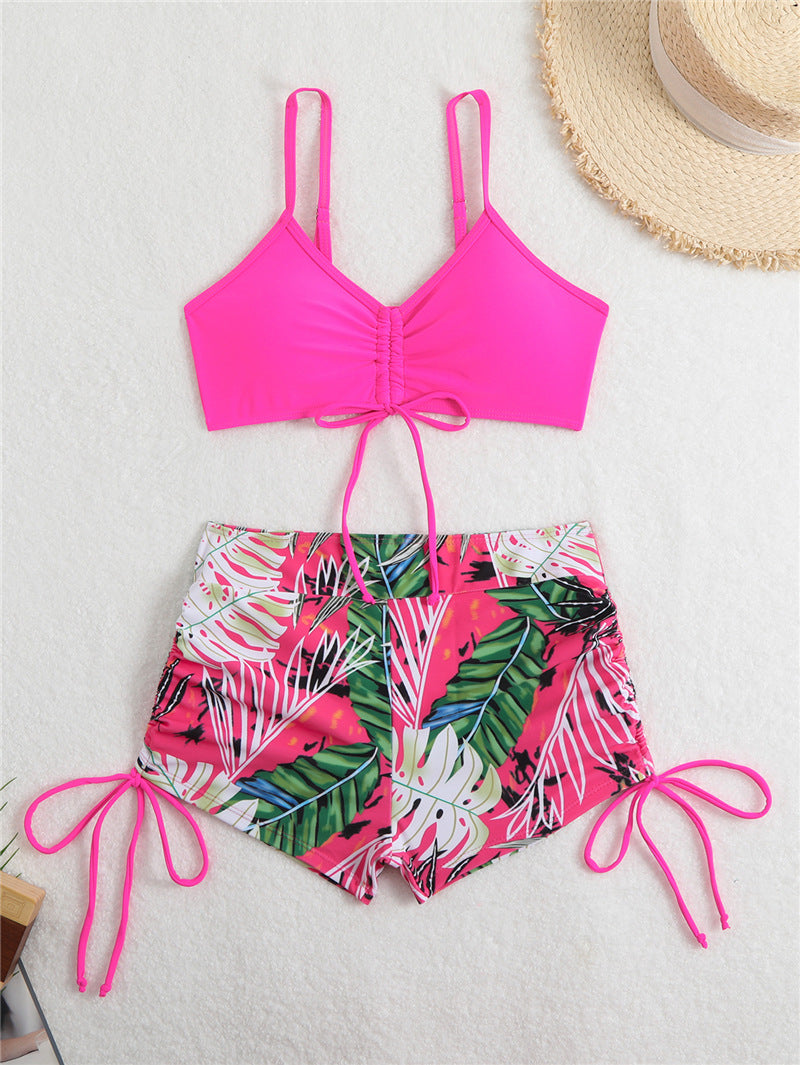 Damen Bikini-Set mit rüschenverziertem Oberteil und modischen Shorts R&B