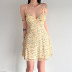 Damen Kurzarm Sommerkleid mit floralem Design und verstellbaren Spaghettiträgern R&B