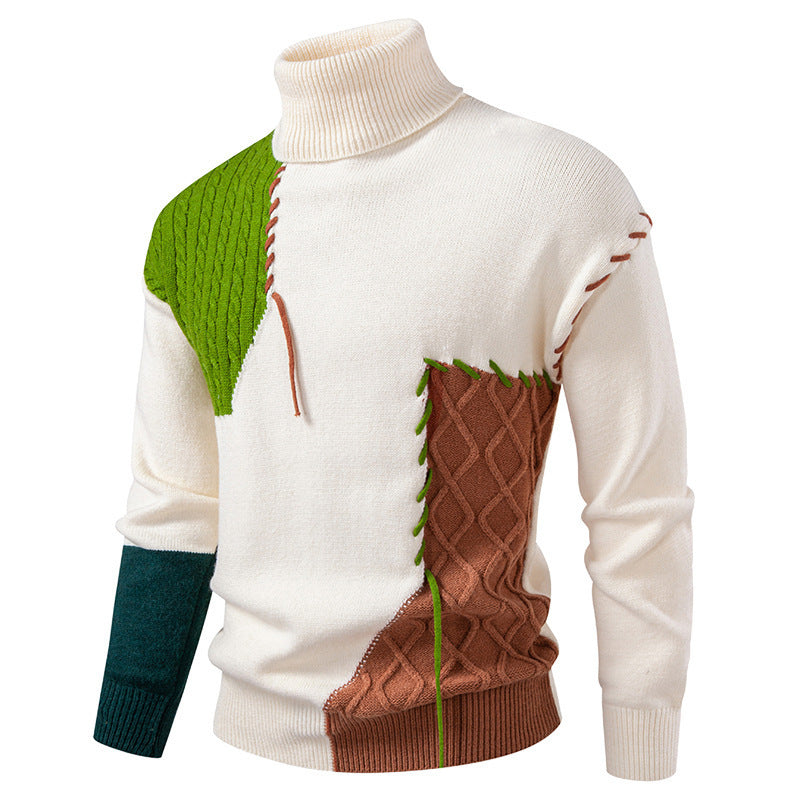 Herren Rollkragenpullover mit einzigartigem Strickdesign R&B