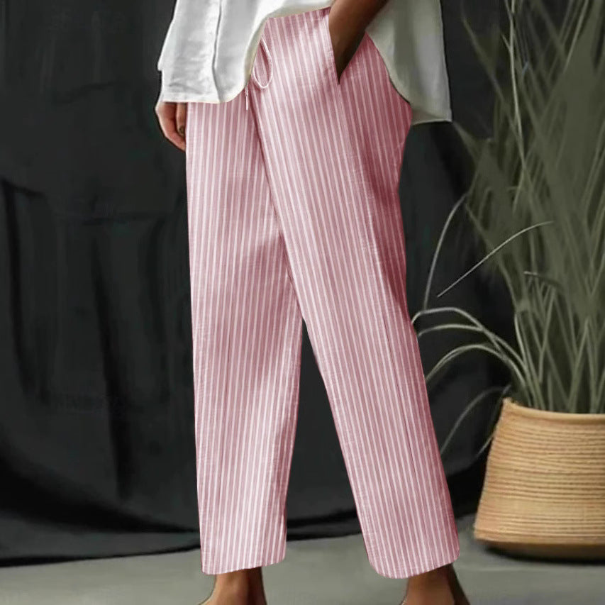 Damen Freizeithose mit gestreiftem Design und komfortablem Bund R&B
