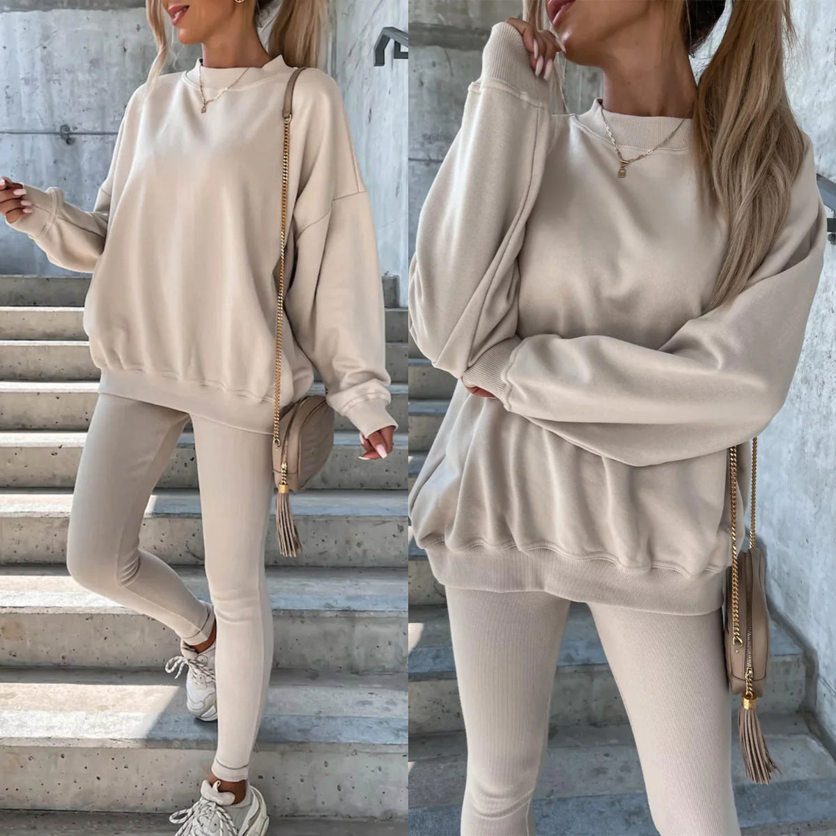 Damen Oversized Sweatshirt mit weitem Schnitt und strukturierten Ärmeln R&B