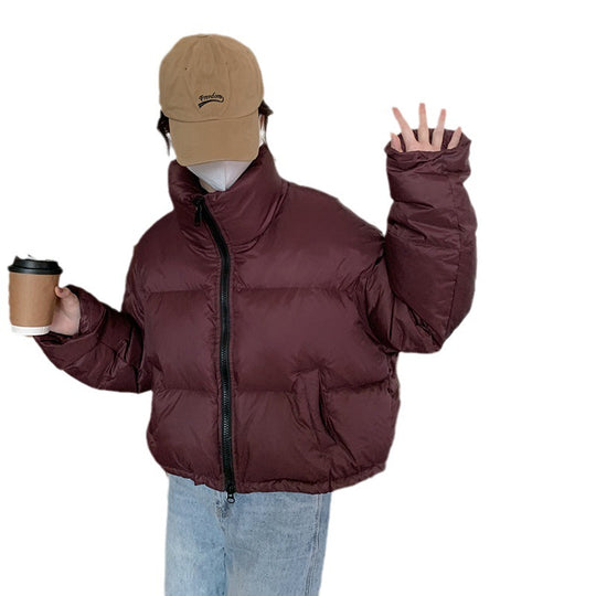 Damen Kurz geschnittene Pufferjacke mit hohem Kragen und seitlichen Taschen R&B