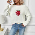 Damen Strickpullover mit fruchtigem Erdbeer-Motiv und lässigem Schnitt R&B