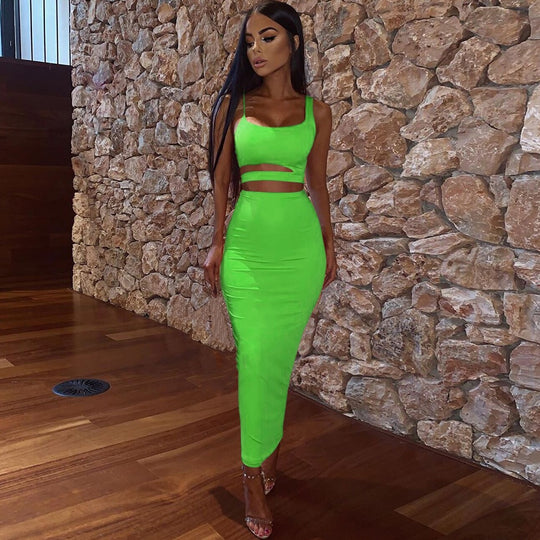 Damen Stylisches Obergarderoben-Set mit Crop-Top und figurbetonendem Rock R&B