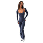 Damen Sportlicher Jumpsuit mit schmalen Trägern und enganliegendem Schnitt R&B