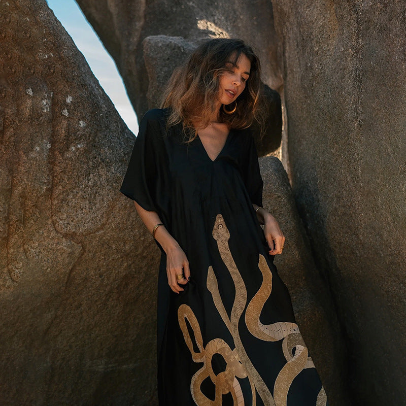Damen Maxi-Kleid mit einzigartigem Schlangen-Design R&B