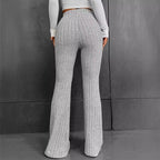 Damen Bequeme Flared-Strickhose mit hohem Bund und Rippstruktur R&B