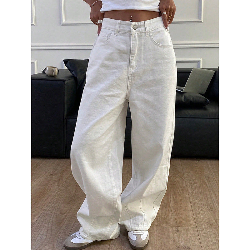 Damen Weite High-Waist Jeans im modernen Design R&B