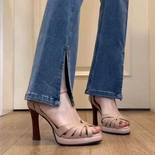 Damen Sandaletten mit modischem Riemchen und elegantem Absatz R&B