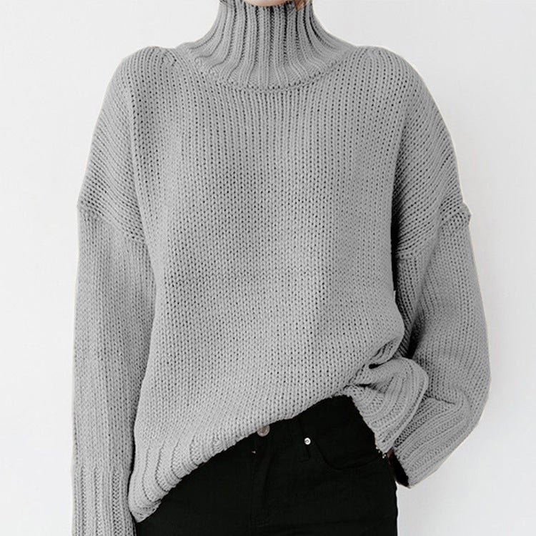 Damen Grober Strickpullover mit Stehkragen R&B