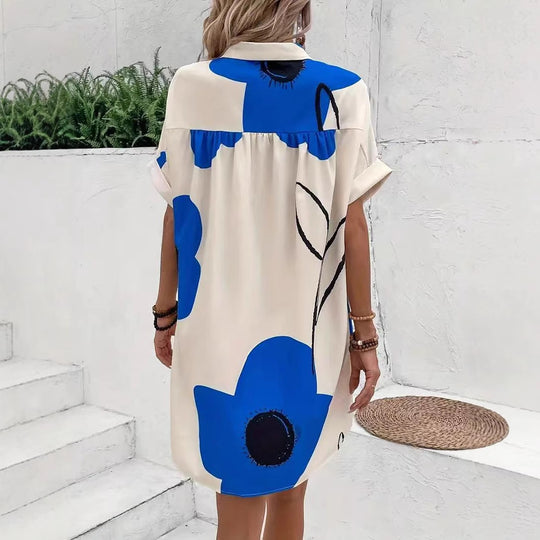 Damen Hemdblusenkleid mit floralen Akzenten und Knopfverschluss R&B