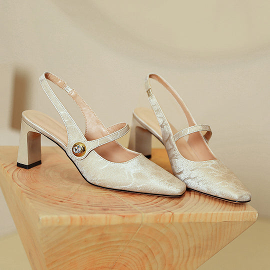 Damen Slingback-Pumps mit eleganter Schnallenverzierung R&B