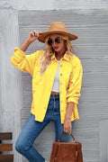 Damen Oversized Denim Jacke mit fransigen Details und Knopfleiste R&B