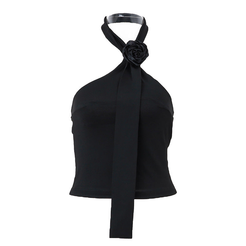 Damen asymmetrisches Top mit floraler Applikation und verstellbarem Träger R&B