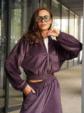Damen trendige Veloursjacke mit weiten Ärmeln und Bund