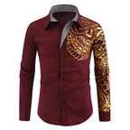 Herren modisches Langarmhemd mit floralem Design und elegantem Mustermix