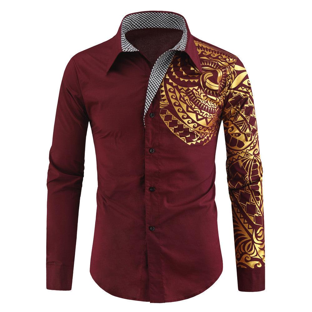 Herren modisches Langarmhemd mit floralem Design und elegantem Mustermix