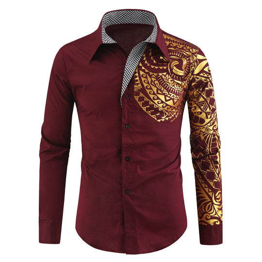 Herren modisches Langarmhemd mit floralem Design und elegantem Mustermix R&B