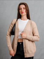Damen Weicher Strickcardigan mit Knopfverschluss