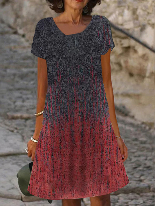 Damen lässiges Sommerkleid mit modernen Mustern und femininem Schnitt R&B