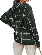Damen Kariertes Hoodie mit Taschen und lässigem Schnitt R&B