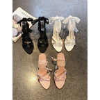 Damen transparente High Heel Sandalen mit Spitzen- und Rüschendetails R&B