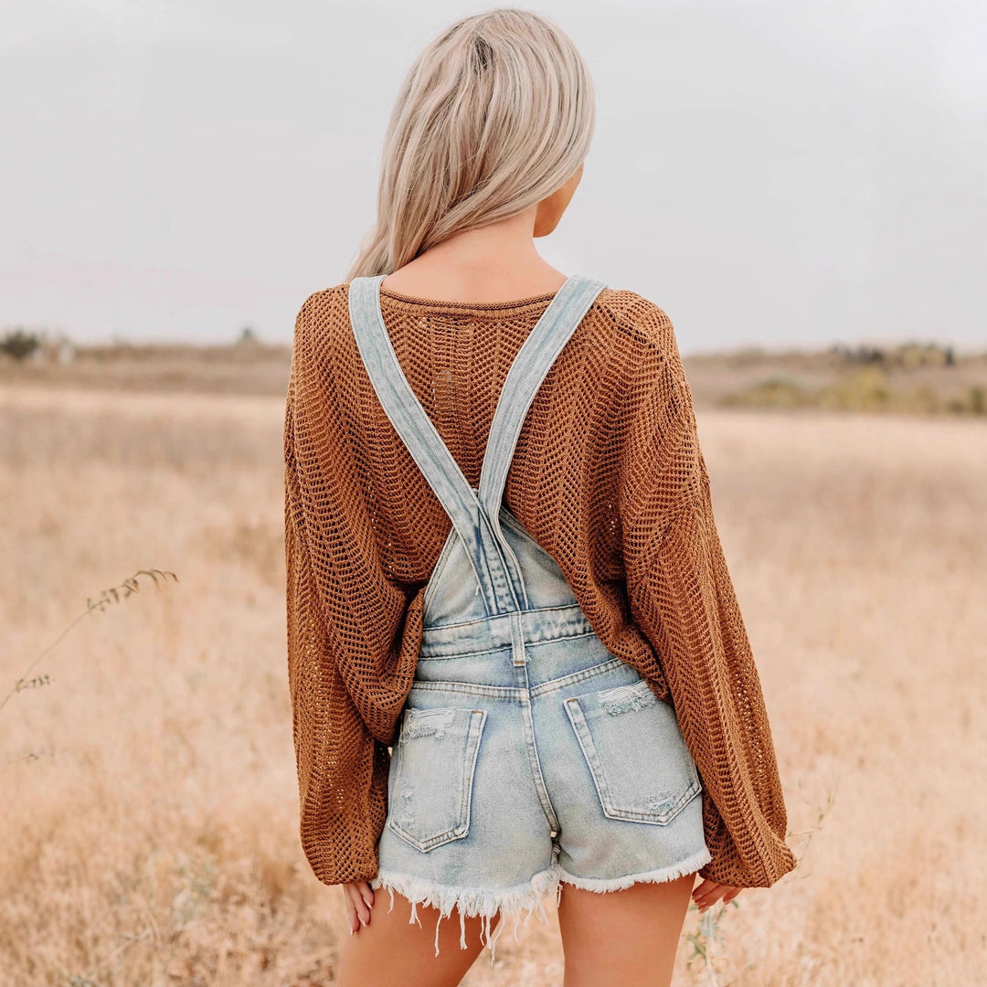 Damen Lässiger Strickpullover mit weit geschnittenen Ärmeln R&B