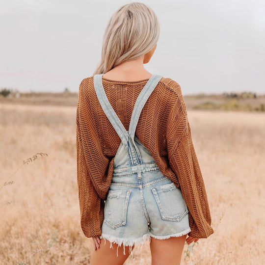 Damen Lässiger Strickpullover mit weit geschnittenen Ärmeln R&B