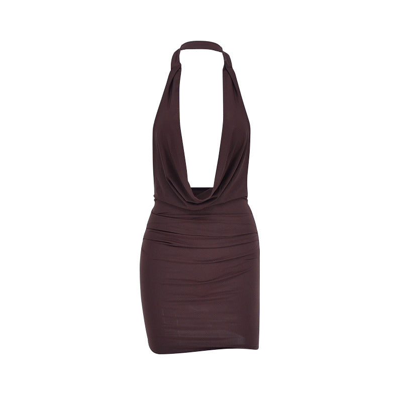 Damen Neckholder Minikleid mit verführerischem Ausschnitt und raffinierten Drapierungen R&B