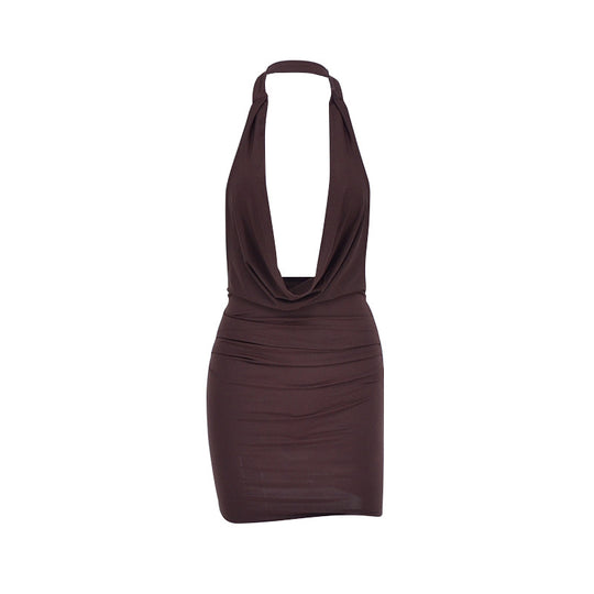 Damen Neckholder Minikleid mit verführerischem Ausschnitt und raffinierten Drapierungen R&B