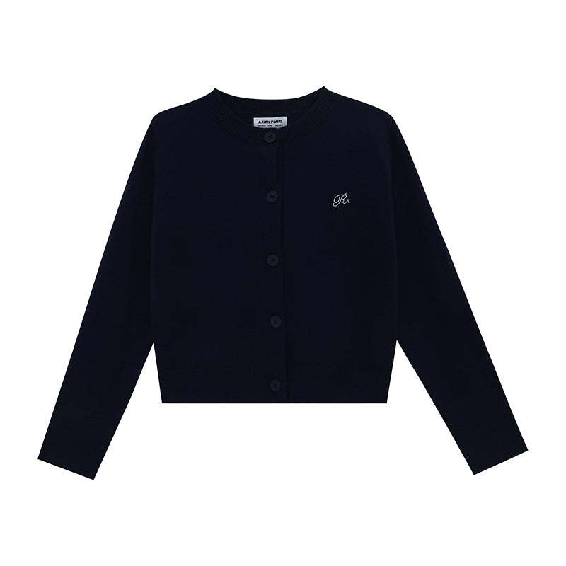Damen Strickjacke mit feinem Rippenmuster und kontrastierenden Knopfdetails R&B