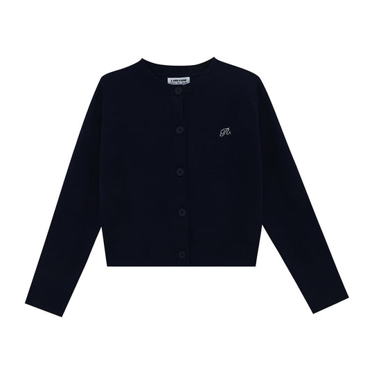 Damen Strickjacke mit feinem Rippenmuster und kontrastierenden Knopfdetails R&B