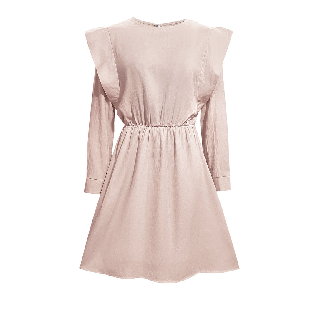 Damen elegantes Minikleid mit tailliertem Schnitt und schulterfreien Puffärmeln R&B