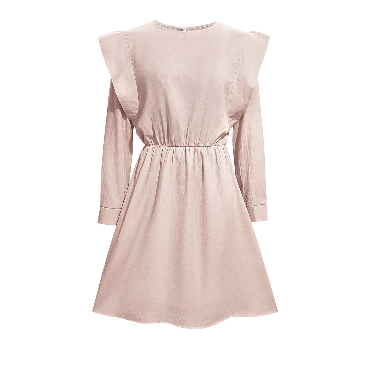 Damen elegantes Minikleid mit tailliertem Schnitt und schulterfreien Puffärmeln R&B