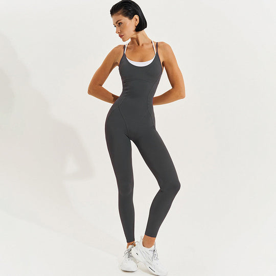 Damen Figurbetonter Jumpsuit mit Trägern und asymmetrischem Saum R&B