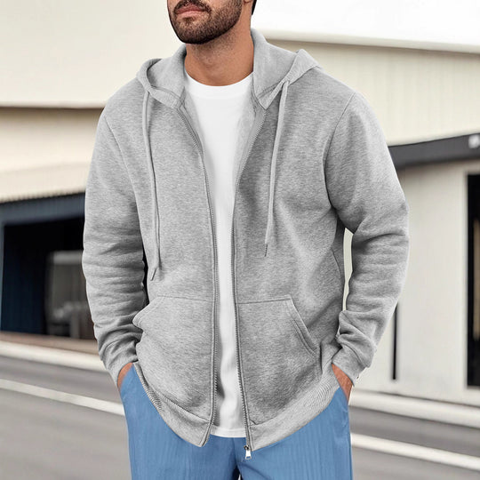 Herren lässige Kapuzenjacke mit atmungsaktivem Sweatstoff und praktischen Taschen R&B