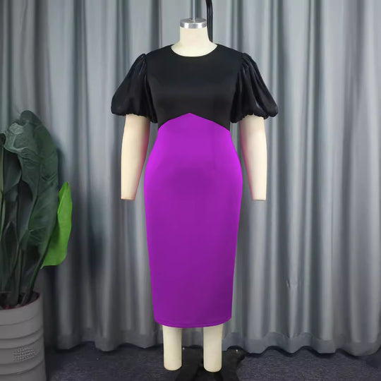Damen Figurbetontes Kleid mit voluminösen Puffärmeln R&B