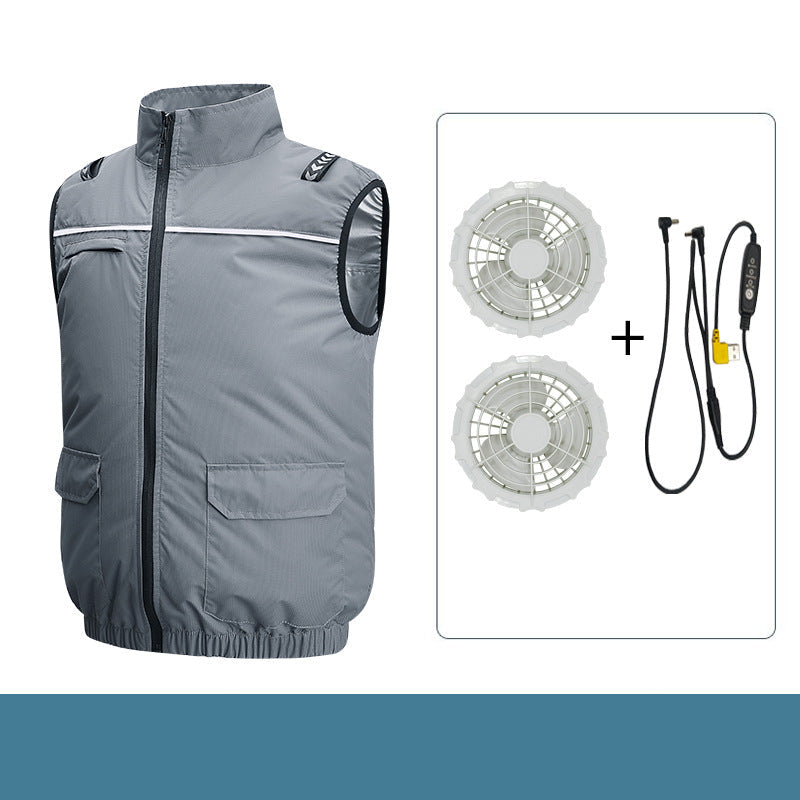 Unisex nan leichte kühlende Arbeitsweste mit integrierten Ventilatoren und externem Akku R&B