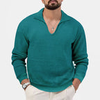 Herren eleganter Pullover mit V-Ausschnitt und strukturiertem Design R&B