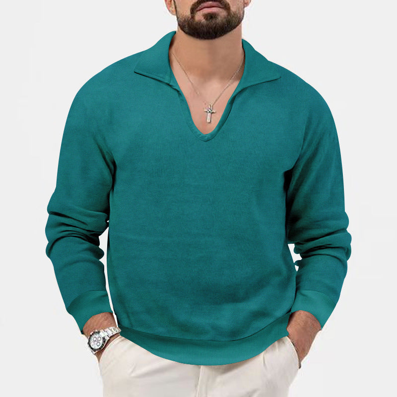 Herren eleganter Pullover mit V-Ausschnitt und strukturiertem Design R&B